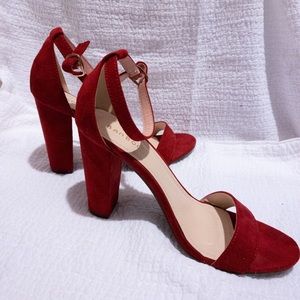 Red ankle strap heels